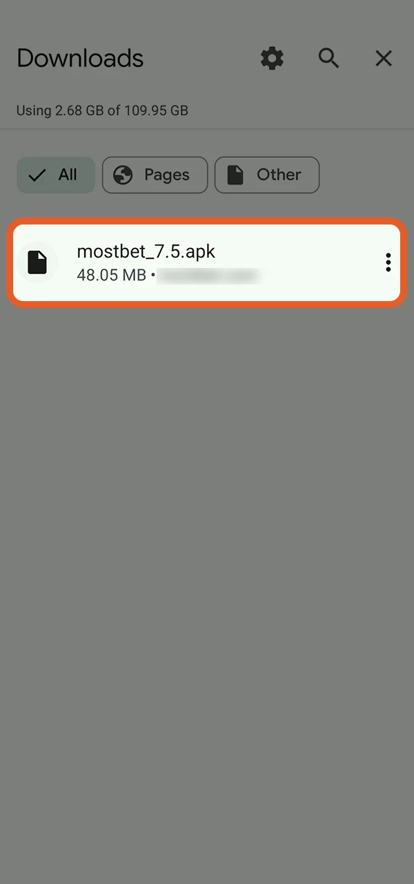 Install the Mostbet app on your device.