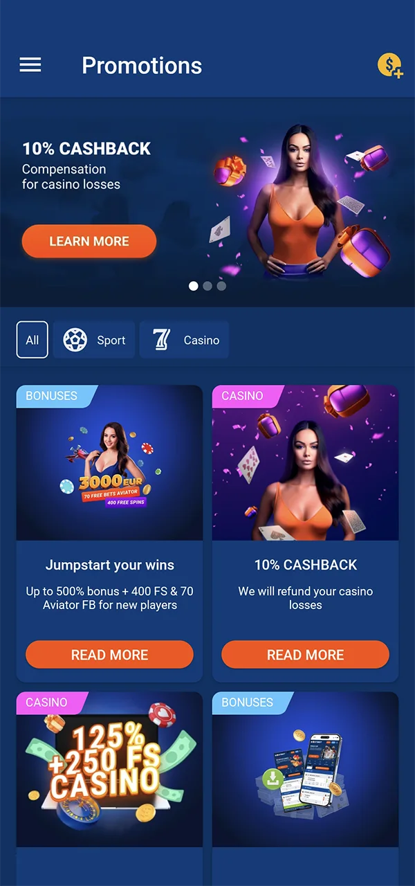 Take advantage of great promotions in the Mostbet app.
