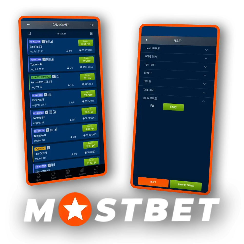 Explore the poker category on the official Mostbet website.