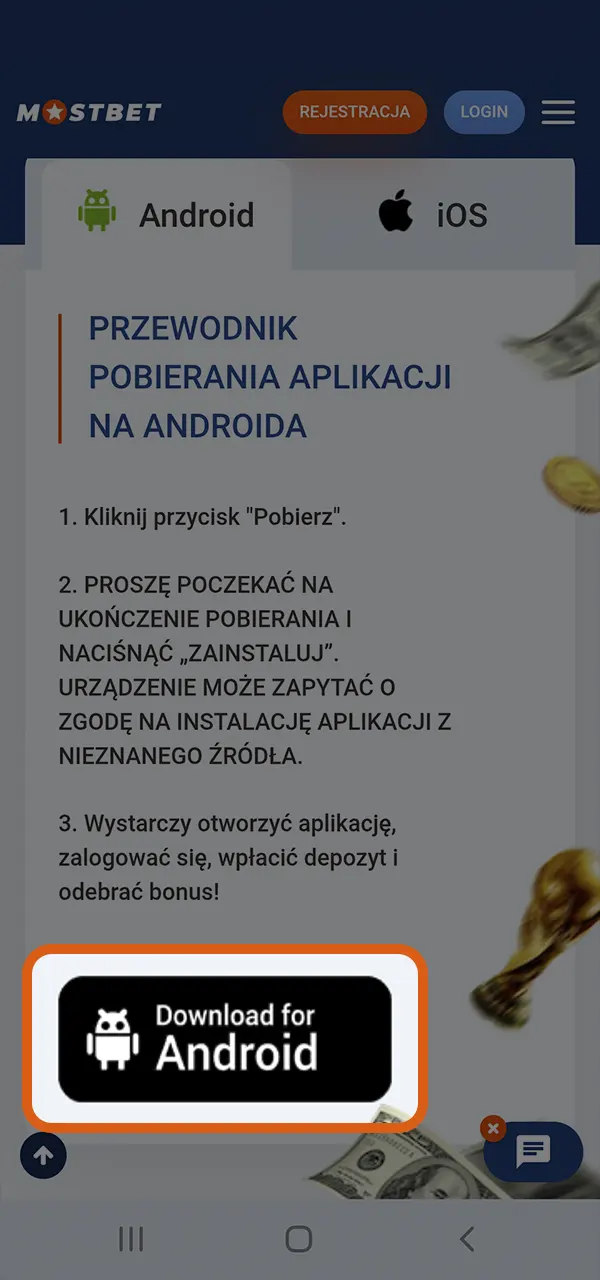 Dowiedz się, jak pobrać aplikację Mostbet na Androida.