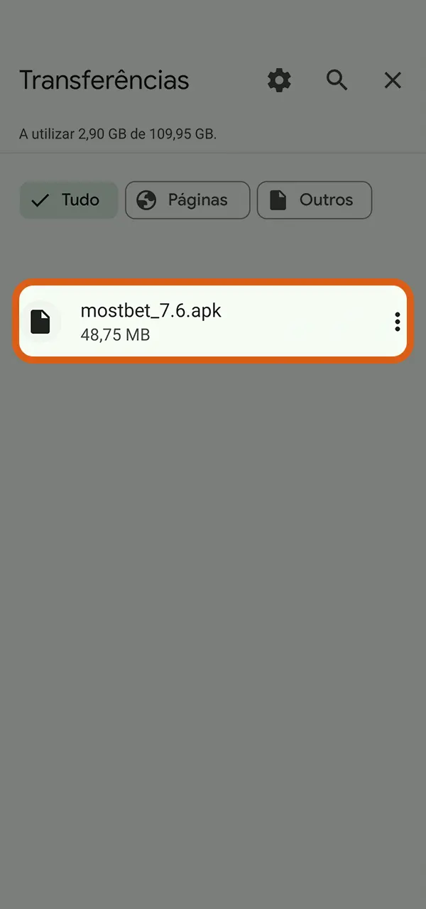 Instale o aplicativo Mostbet em seu dispositivo.