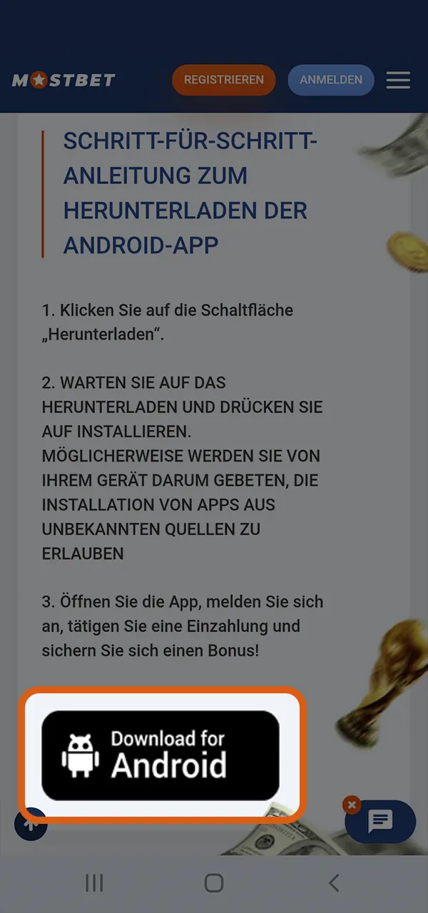 Finde heraus, wie du die Mostbet-App für Android erhältst.