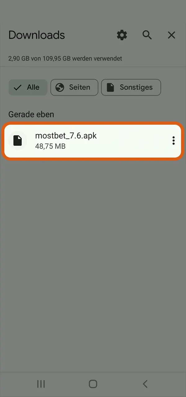 Installiere die Mostbet-App auf deinem Gerät.