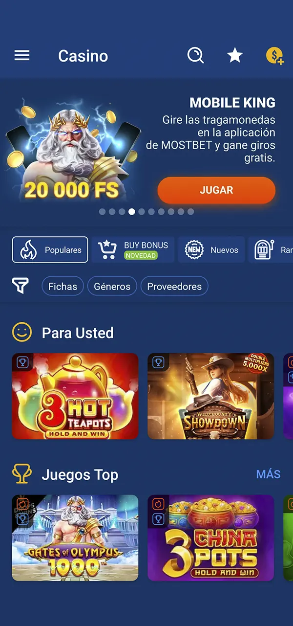 En la plataforma de Mostbet puedes elegir juegos para todos los gustos.