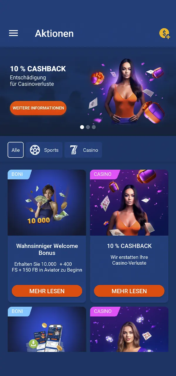 Nutzen Sie die großartigen Aktionen in der Mostbet-App.