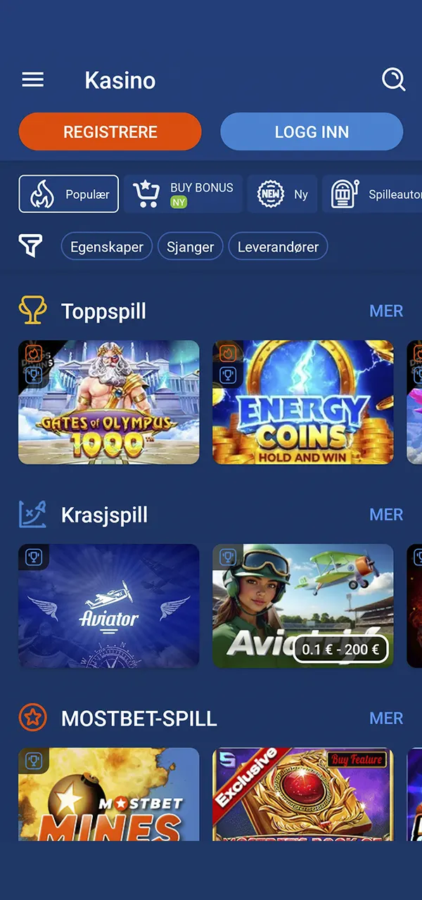 På Mostbet-plattformen kan du velge spill som passer enhver smak.