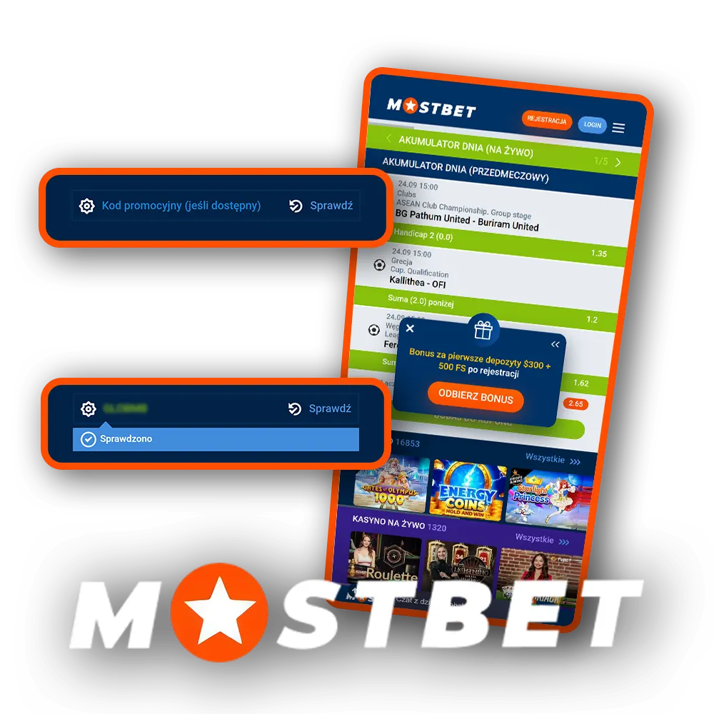 Aby otrzymać bonusy Mostbet, użyj kodu promocyjnego podczas rejestracji.