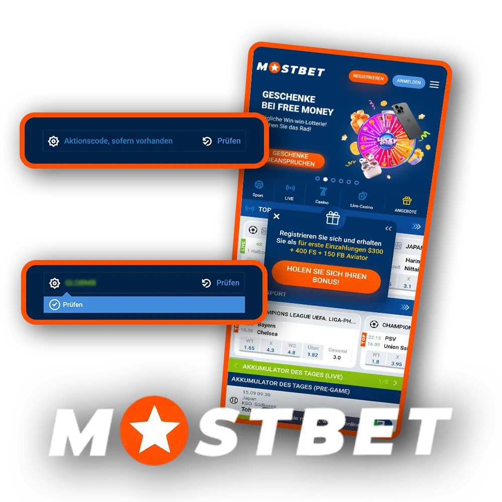 Verwenden Sie den Promo-Code bei der Registrierung, um Mostbet-Boni zu erhalten.