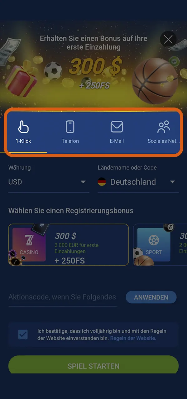 Öffne die Mostbet-App und wähle eine bequeme Registrierungsmethode.