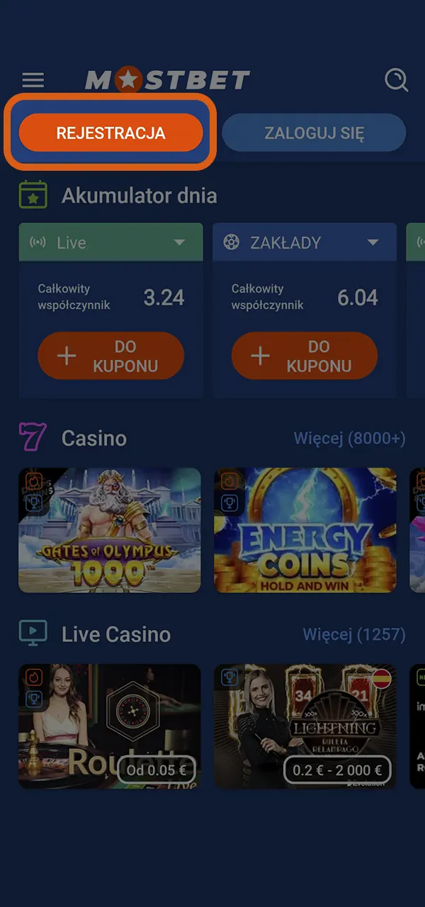 Dołącz do platformy Mostbet i uzyskaj dostęp do tysięcy gier.