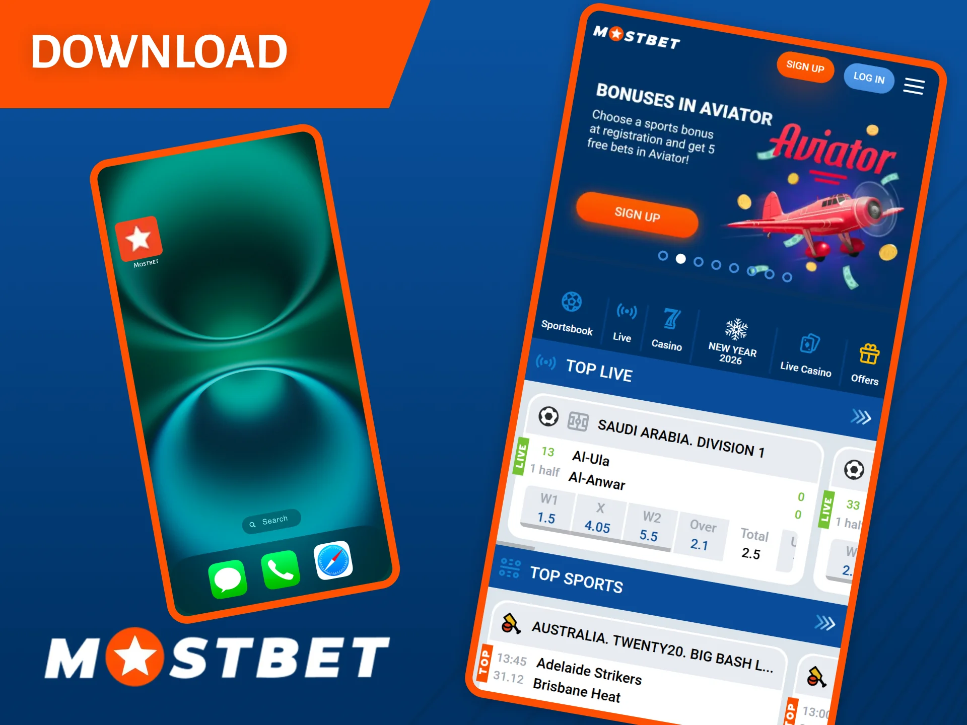 Download the Mostbet app in just a couple of clicks.