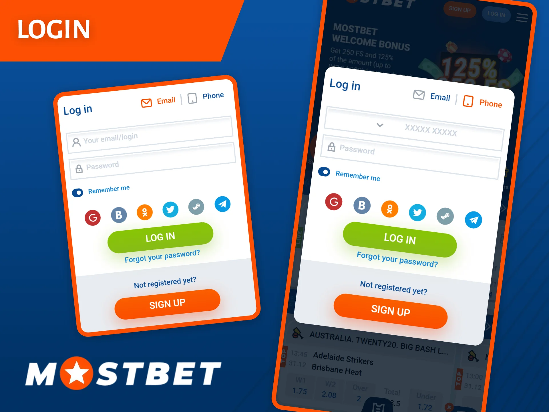 Log in to the app to start using the Mostbet application.