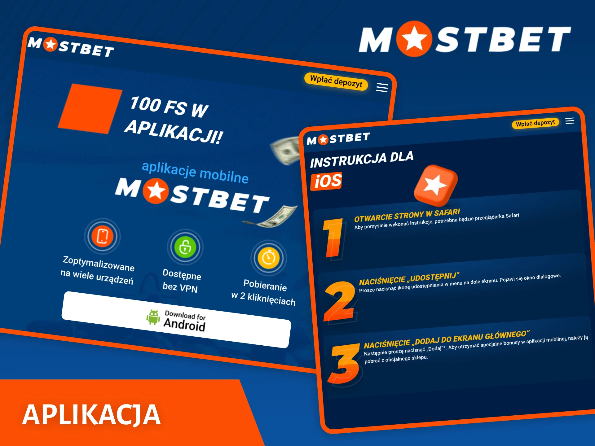 Pobierz aplikację mobilną Mostbet i uzyskaj dostęp do wszystkich funkcji platformy na swoim smartfonie.