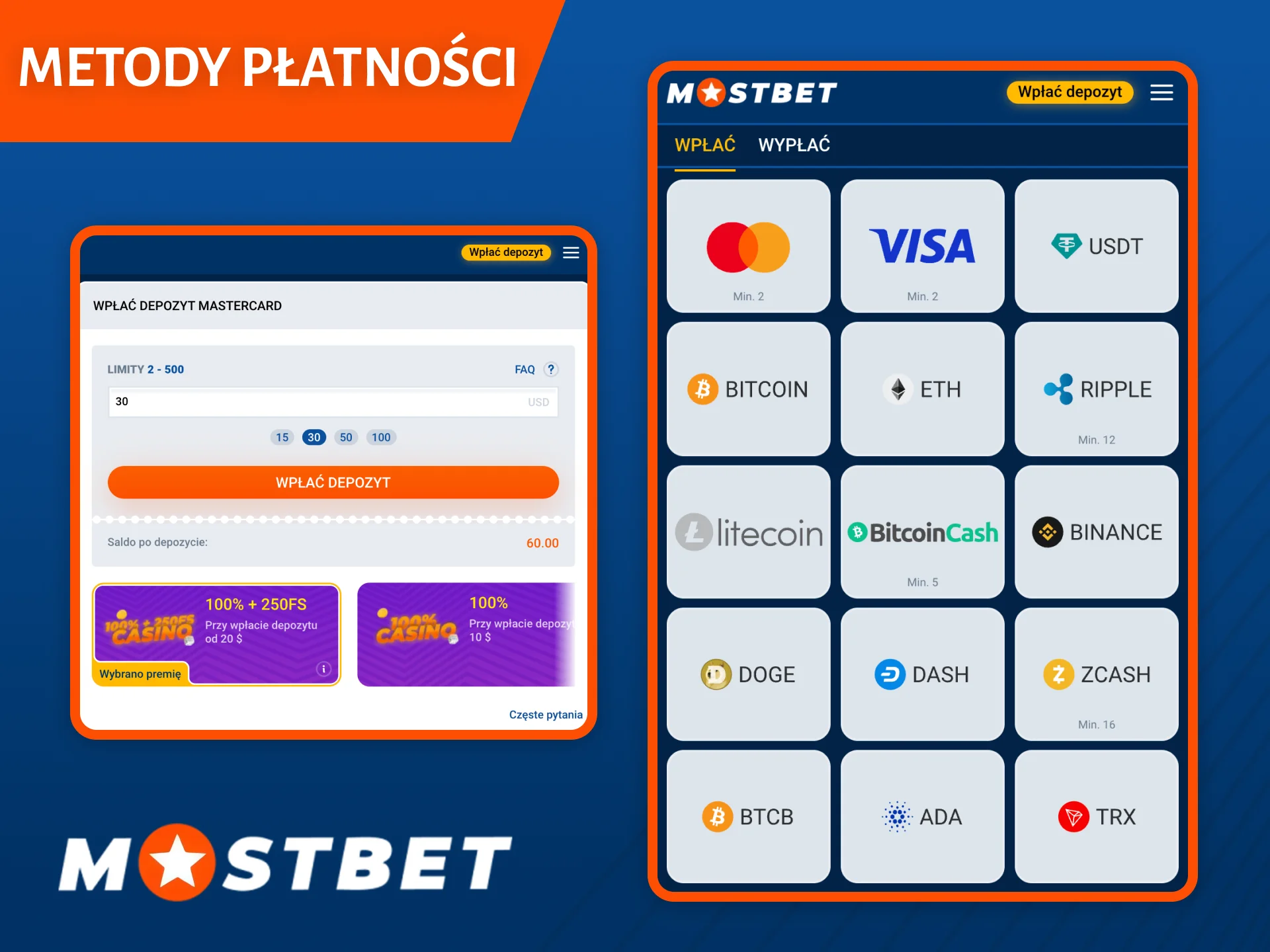 Na stronie Mostbet każdy znajdzie wygodną metodę płatności, dzięki której zasili swoje konto.