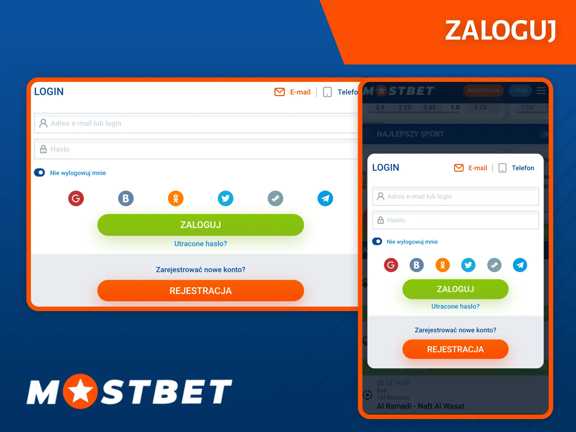 Zaloguj się na stronie Mostbet za pomocą zaledwie kilku kliknięć.