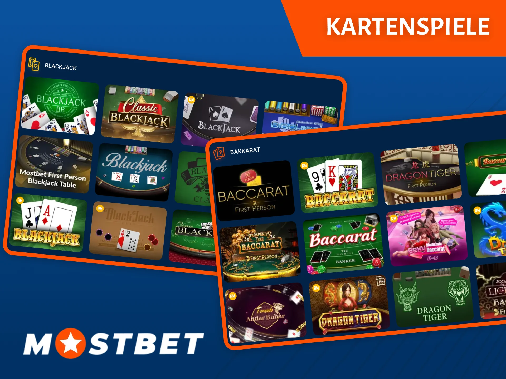 Auf der Website des Mostbet-Casinos werden Kartenspiele wie Poker, Blackjack, Baccarat und andere angeboten.