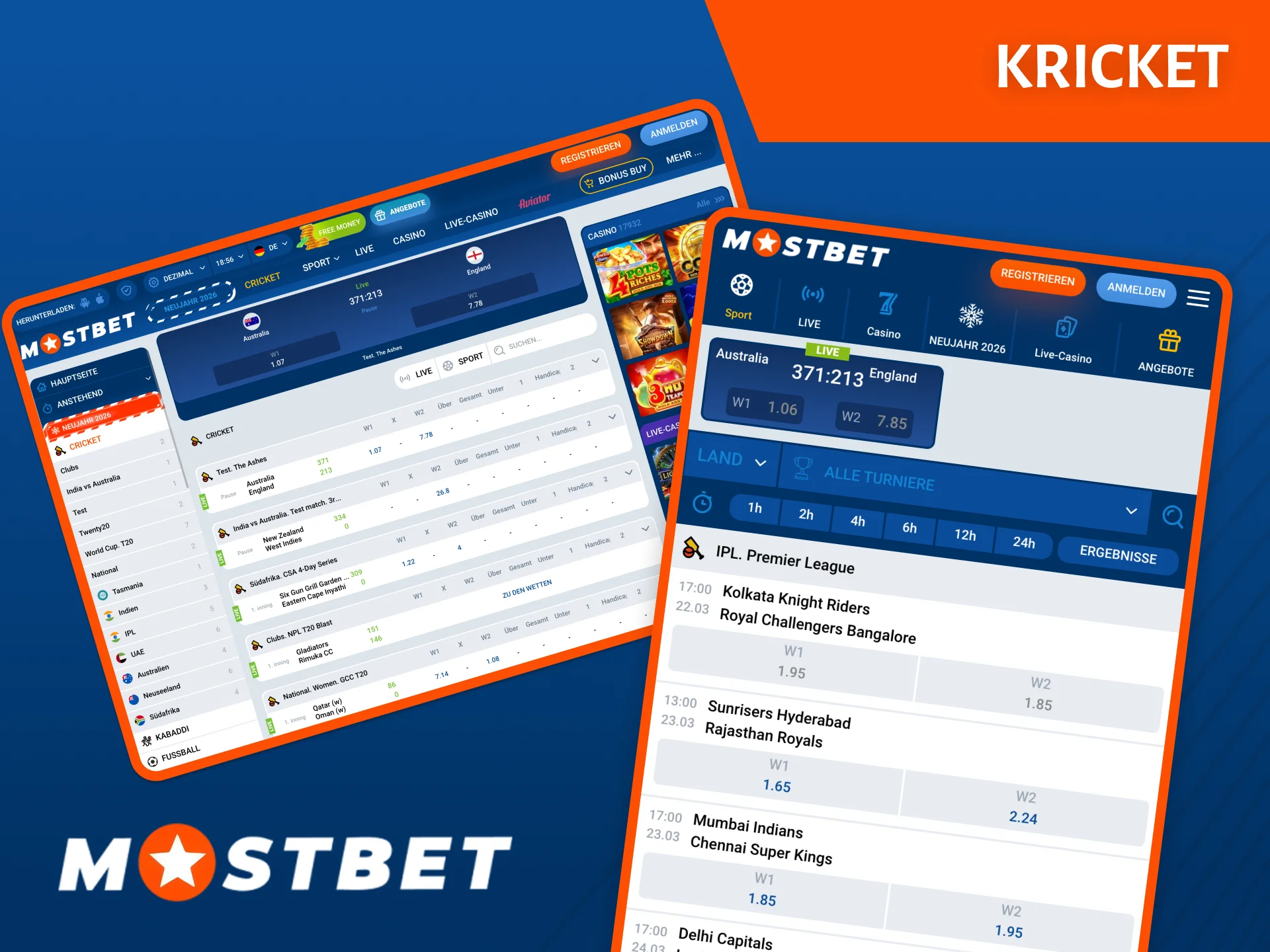 Auf der Website Mostbet ist es vorteilhaft und bequem, Wetten auf Cricket abzuschließen.