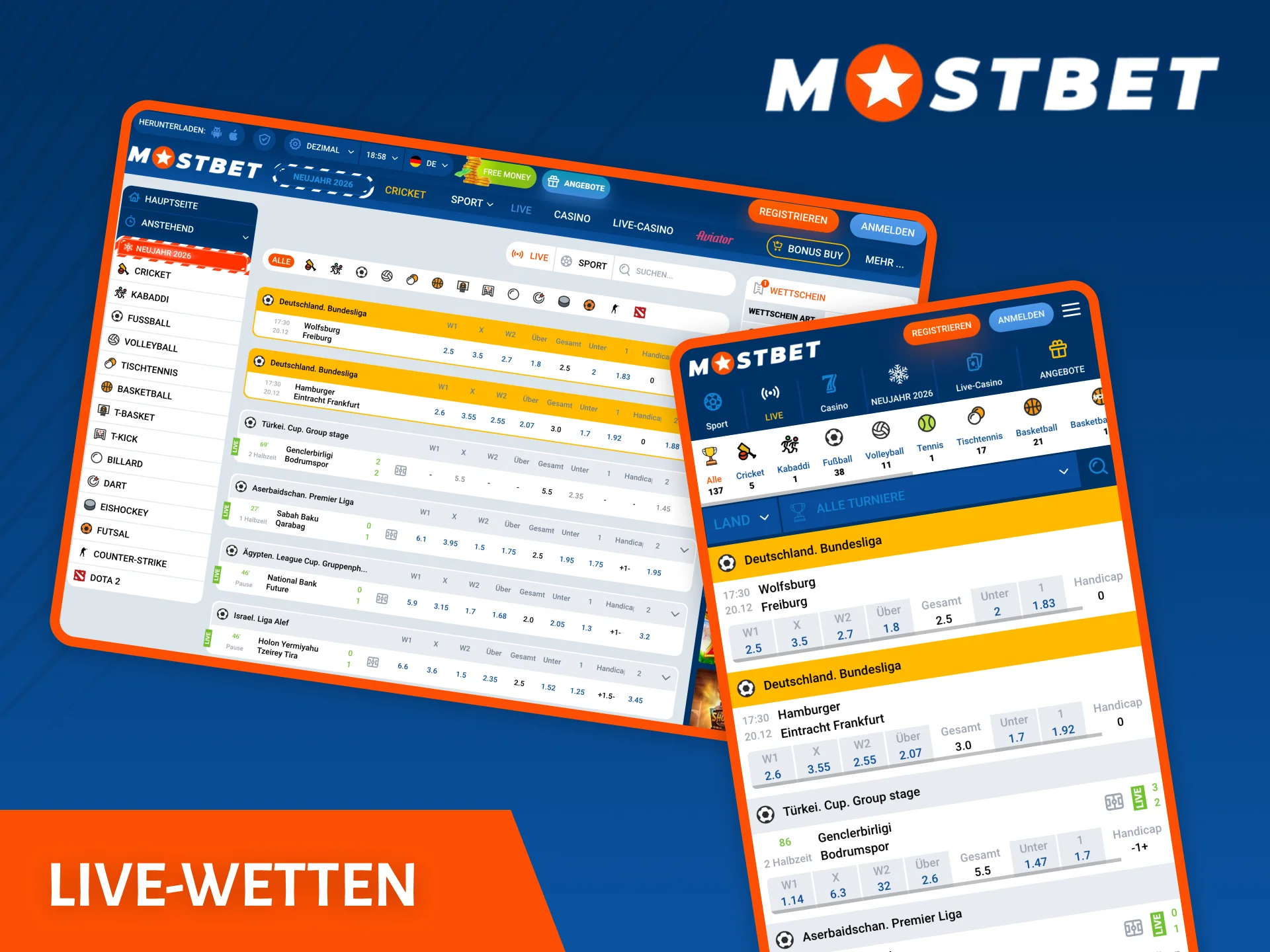 Machen Sie Live-Wetten auf der Website des Buchmachers Mostbet, und Sie werden es bestimmt nicht bereuen.