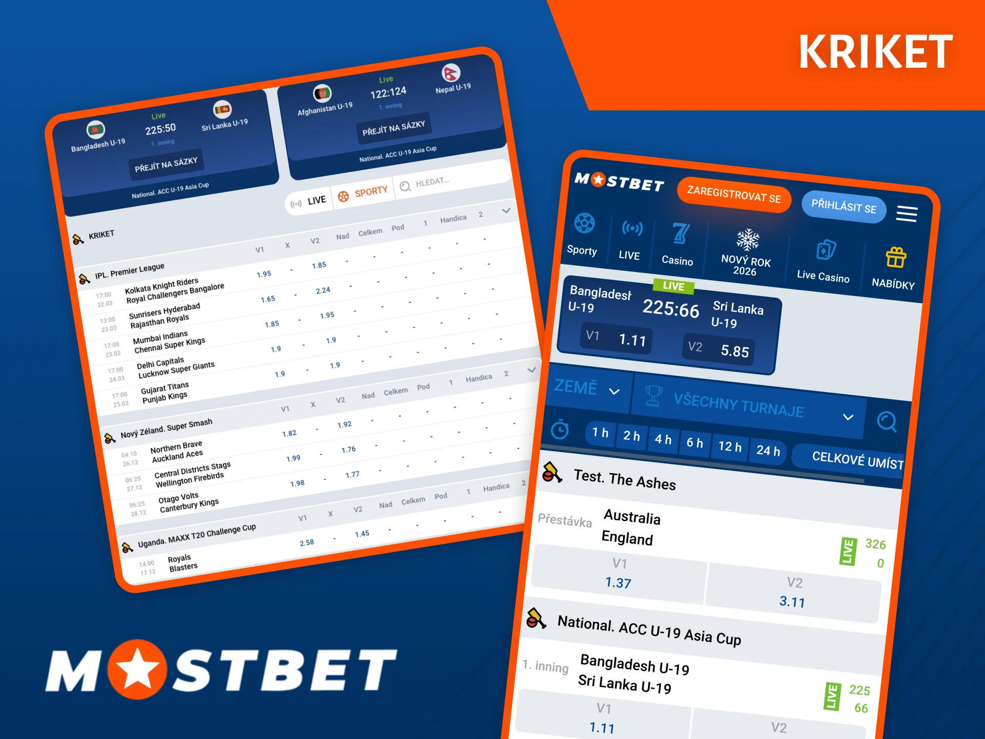 Vsaďte si na kriket na webu Mostbet.