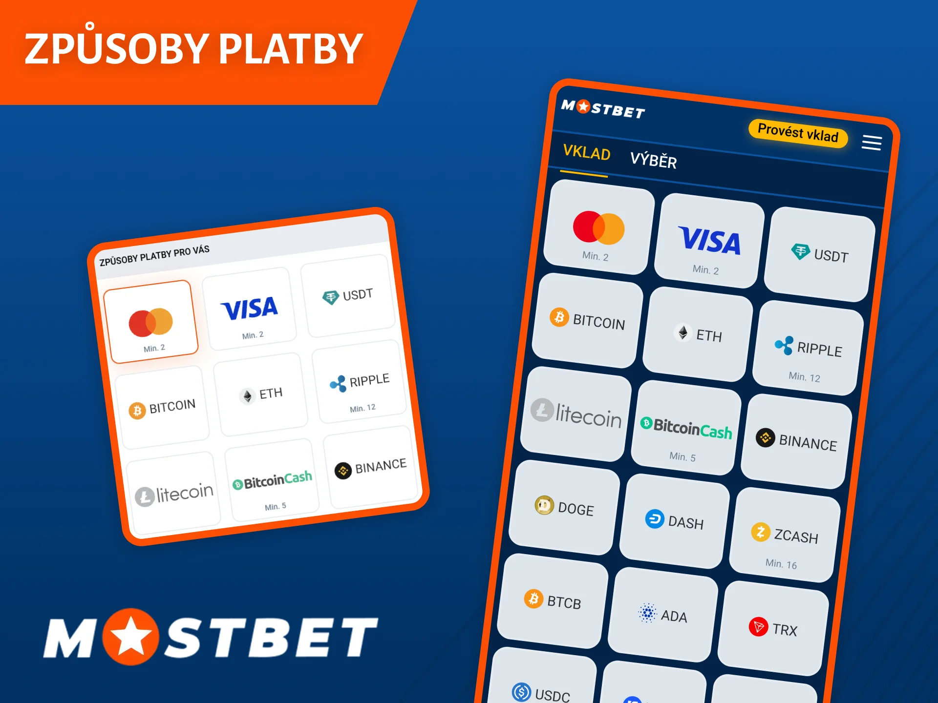 Vyberte si pohodlný způsob platby na webu Mostbet.