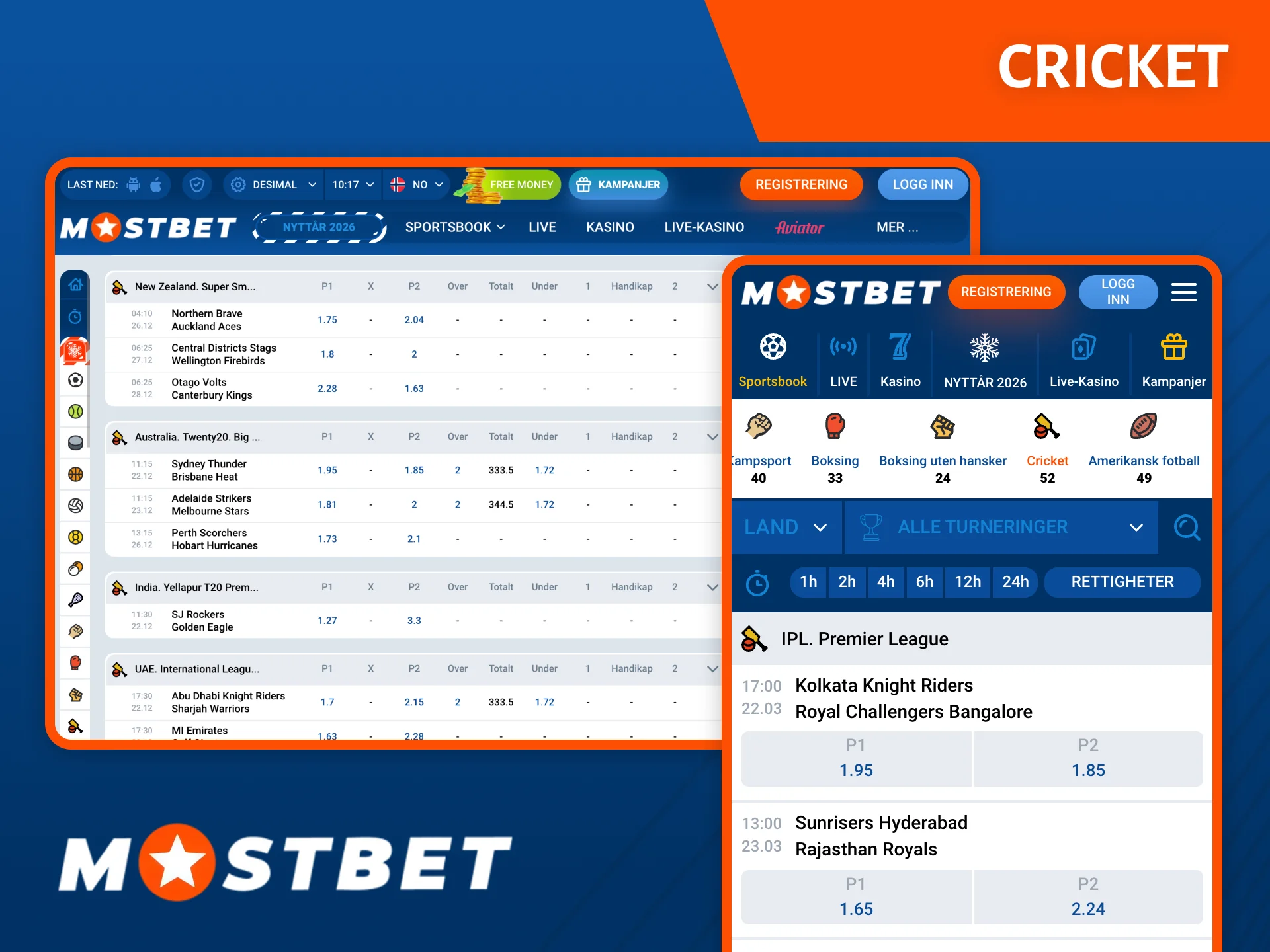Den offisielle Mostbet-nettsiden tilbyr gunstige odds for cricket-spill.
