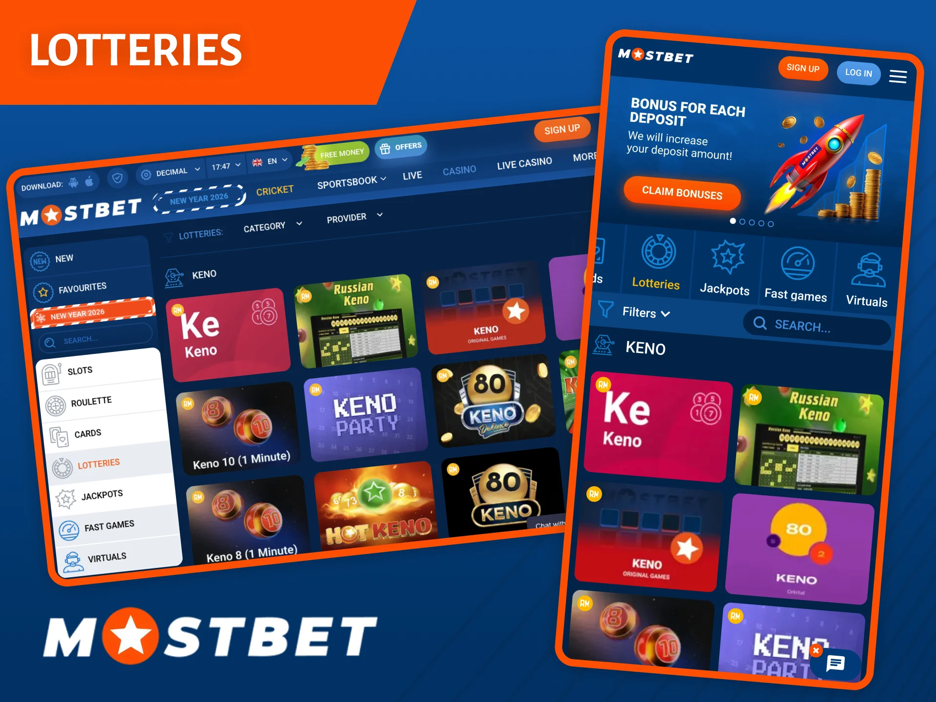 Discover a world of winnings with lotteries on the official Mostbet casino website.