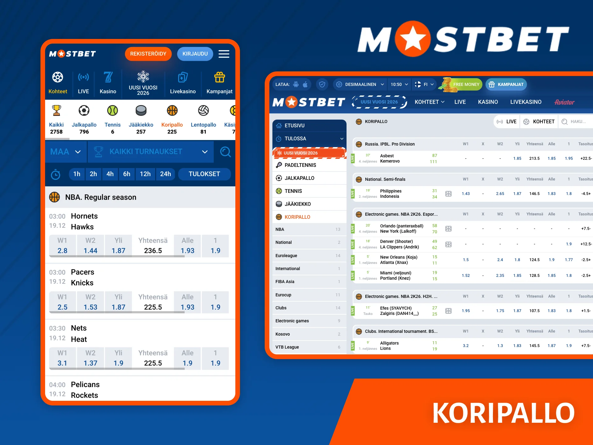 Vedonlyöntiyhtiö Mostbet tarjoaa parhaat kertoimet koripallo-otteluille.