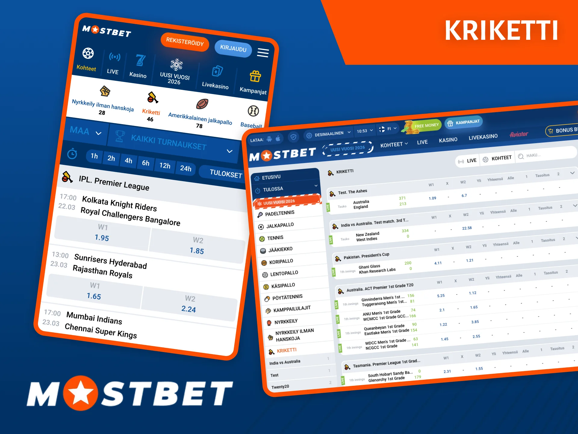 Mostbet-sivuston korkealaatuiset krikettivedonlyönnit yllättävät sinut.
