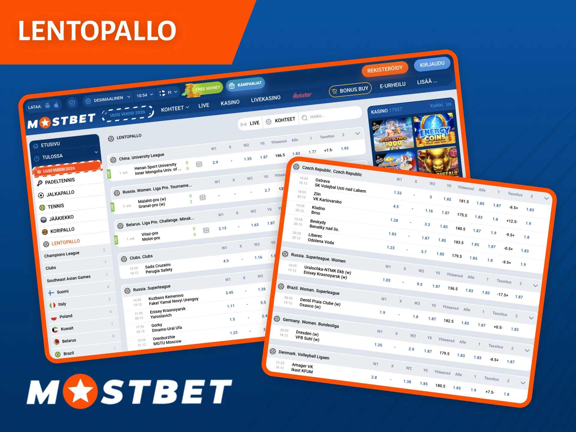 Tee parhaat vedot lentopallosta vedonlyöntiyhtiö Mostbet verkkosivustolla.