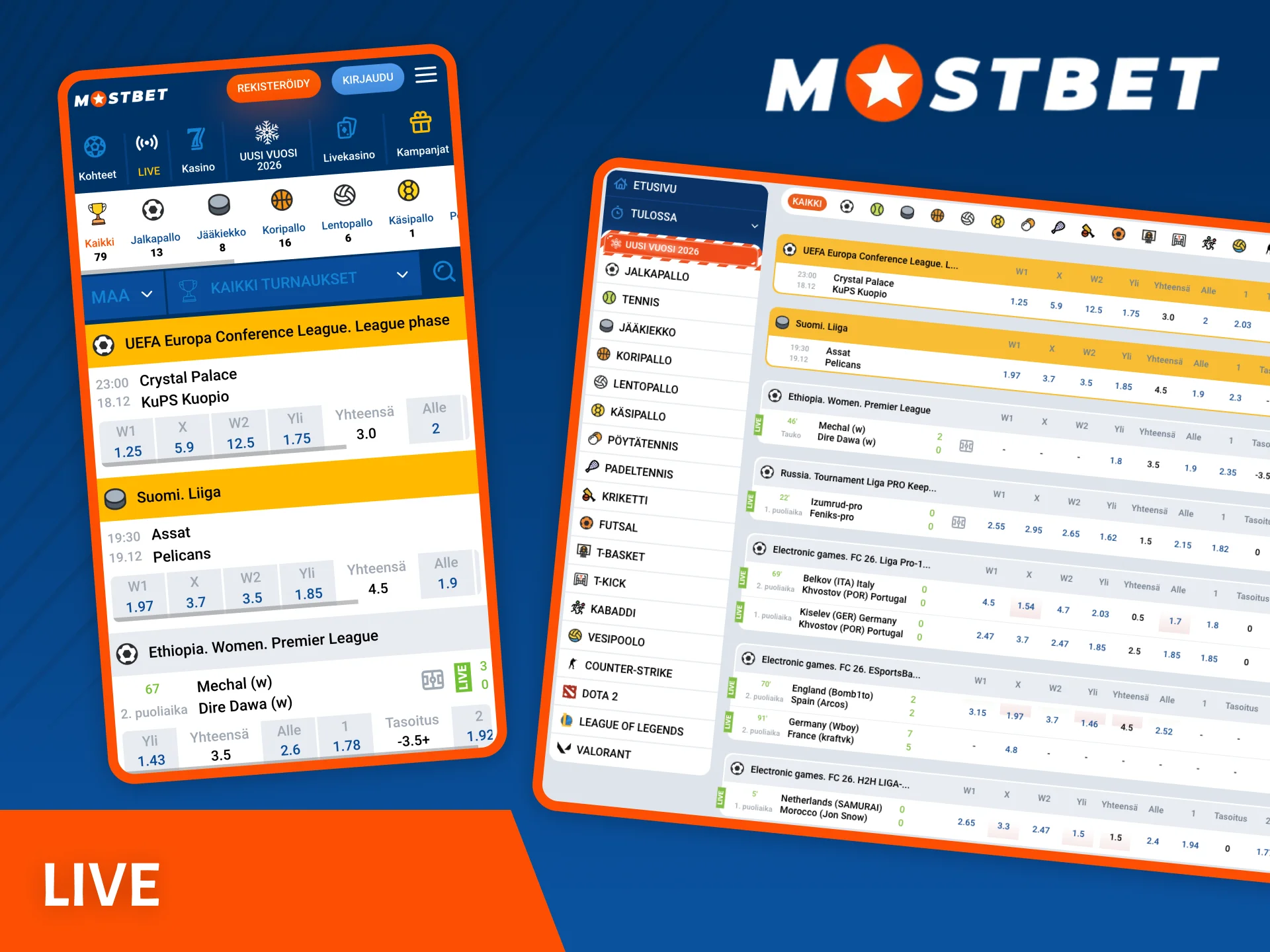 Reaaliaikaiset vedot Mostbet-sivustolla ovat paras valintasi.