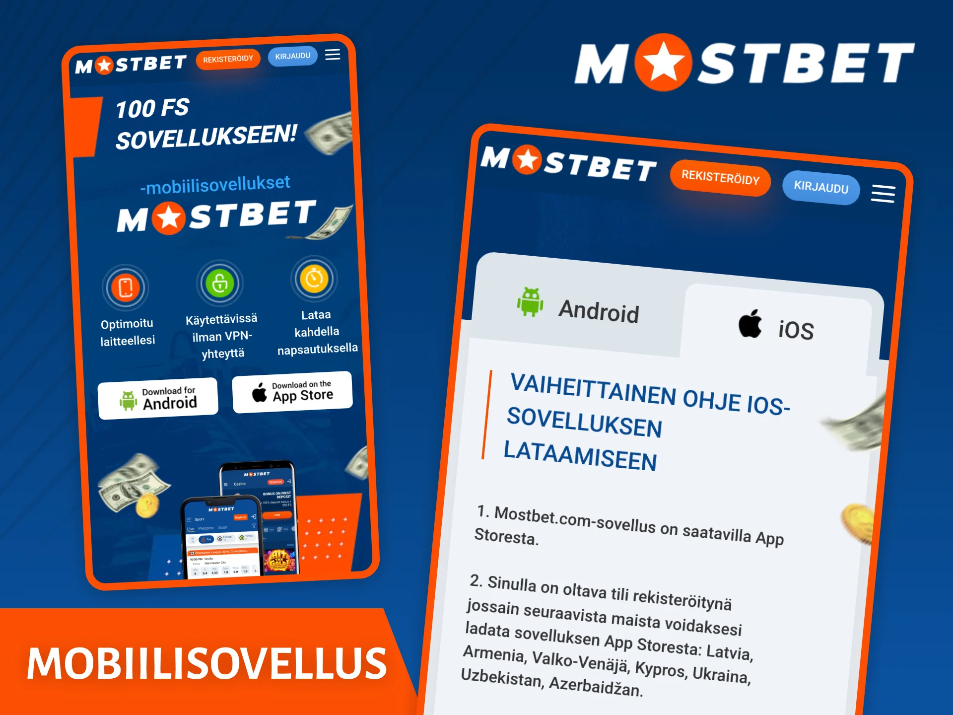 Käytä Mostbet-mobiilisovellusta pelataksesi suosikkipelejäsi ja tehdäksesi vedonlyöntejä.