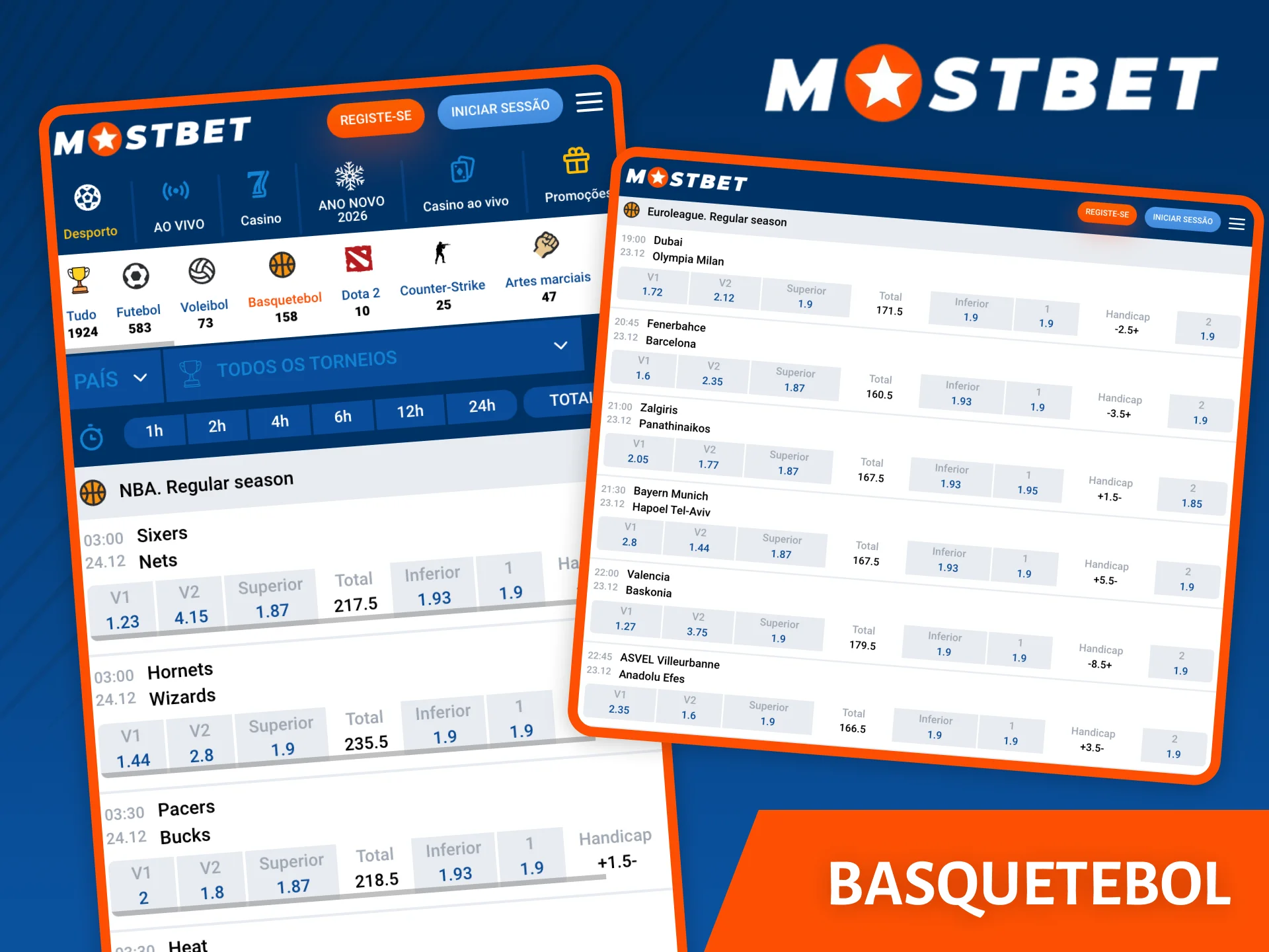 Faça as suas apostas nos melhores eventos de basquetebol no site da Mostbet.