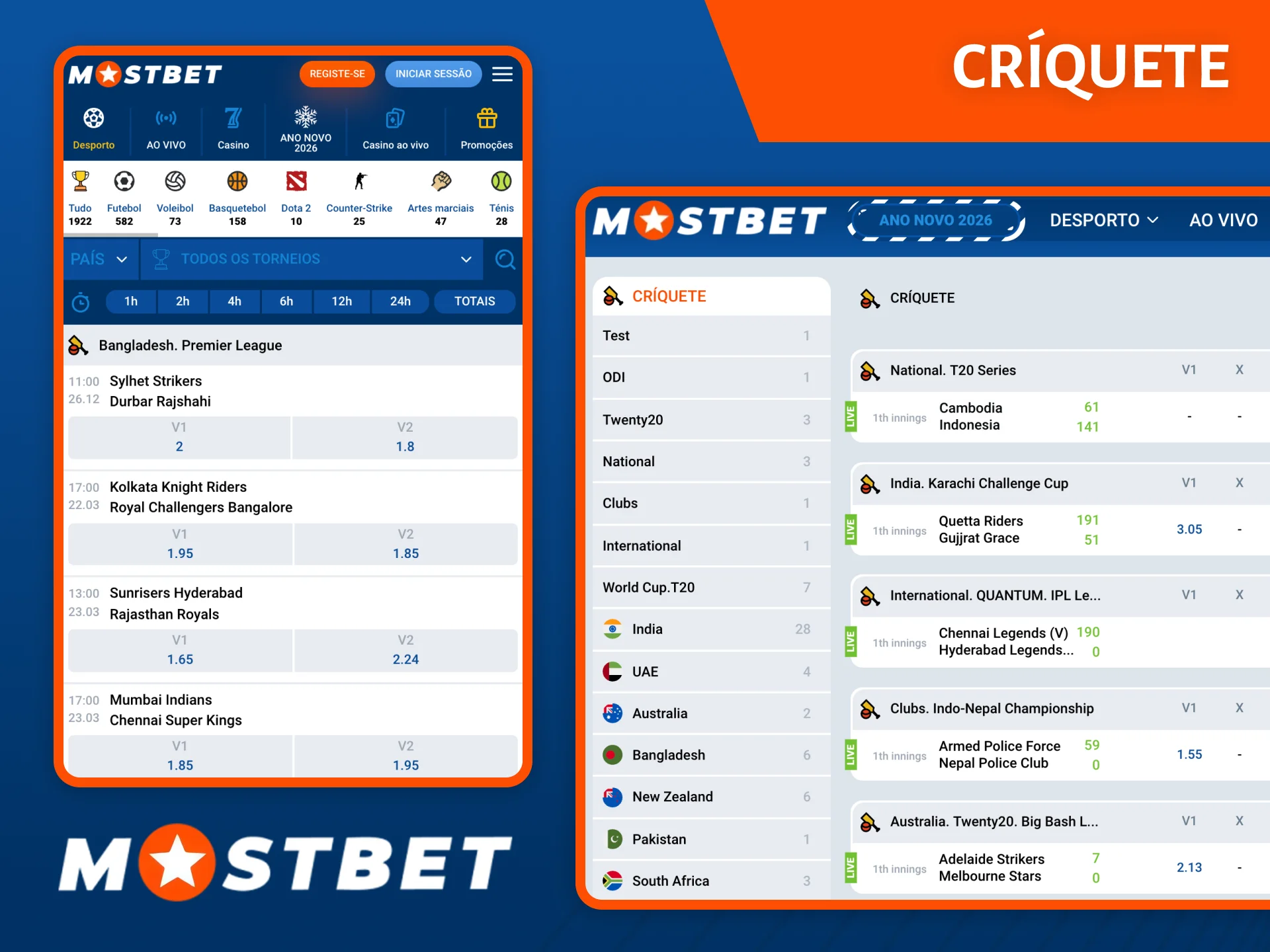 A casa de apostas Mostbet oferece uma variedade de opções de apostas de críquete.