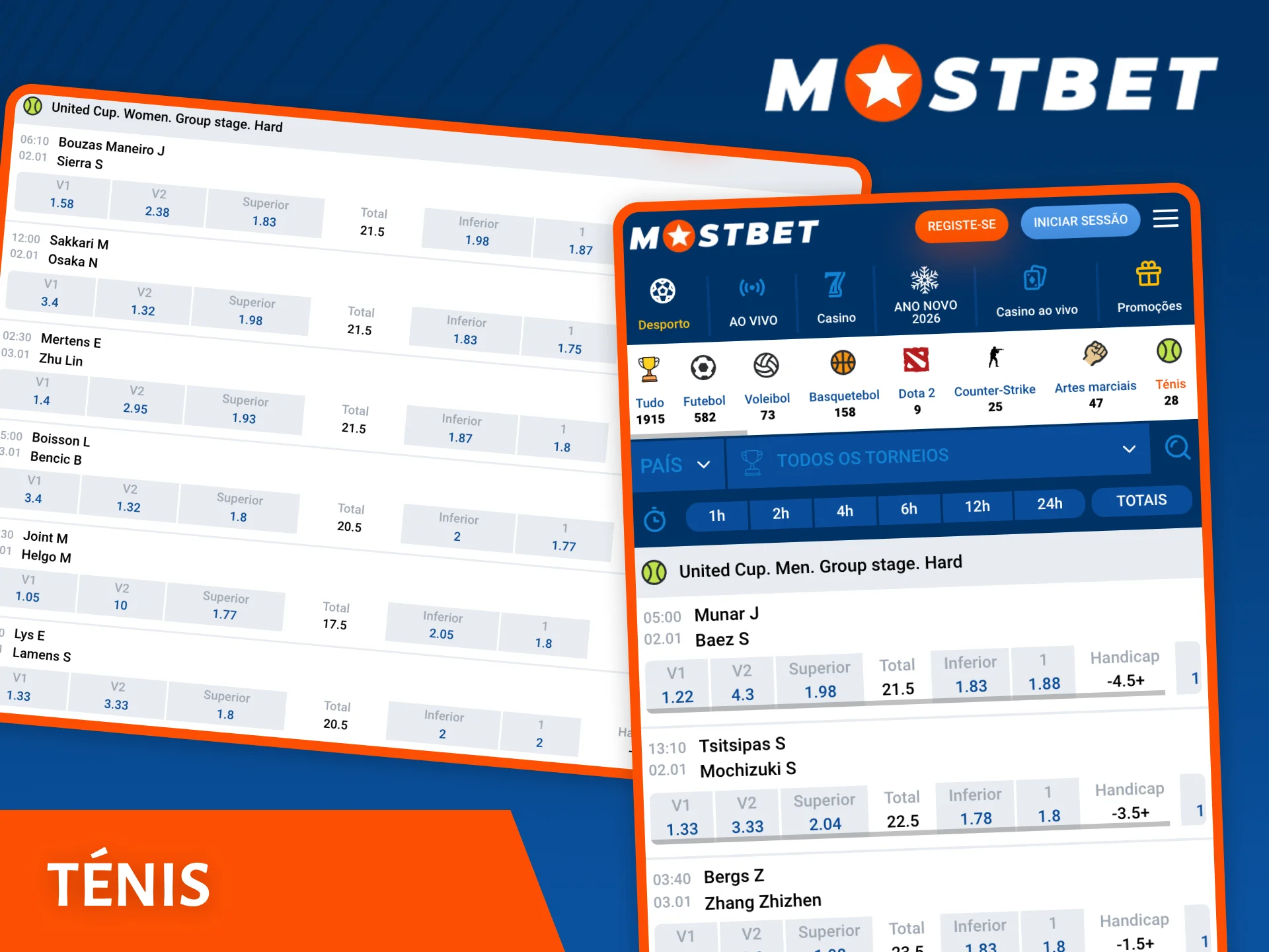 O site da Mostbet oferece uma grande variedade de opções de apostas em ténis.