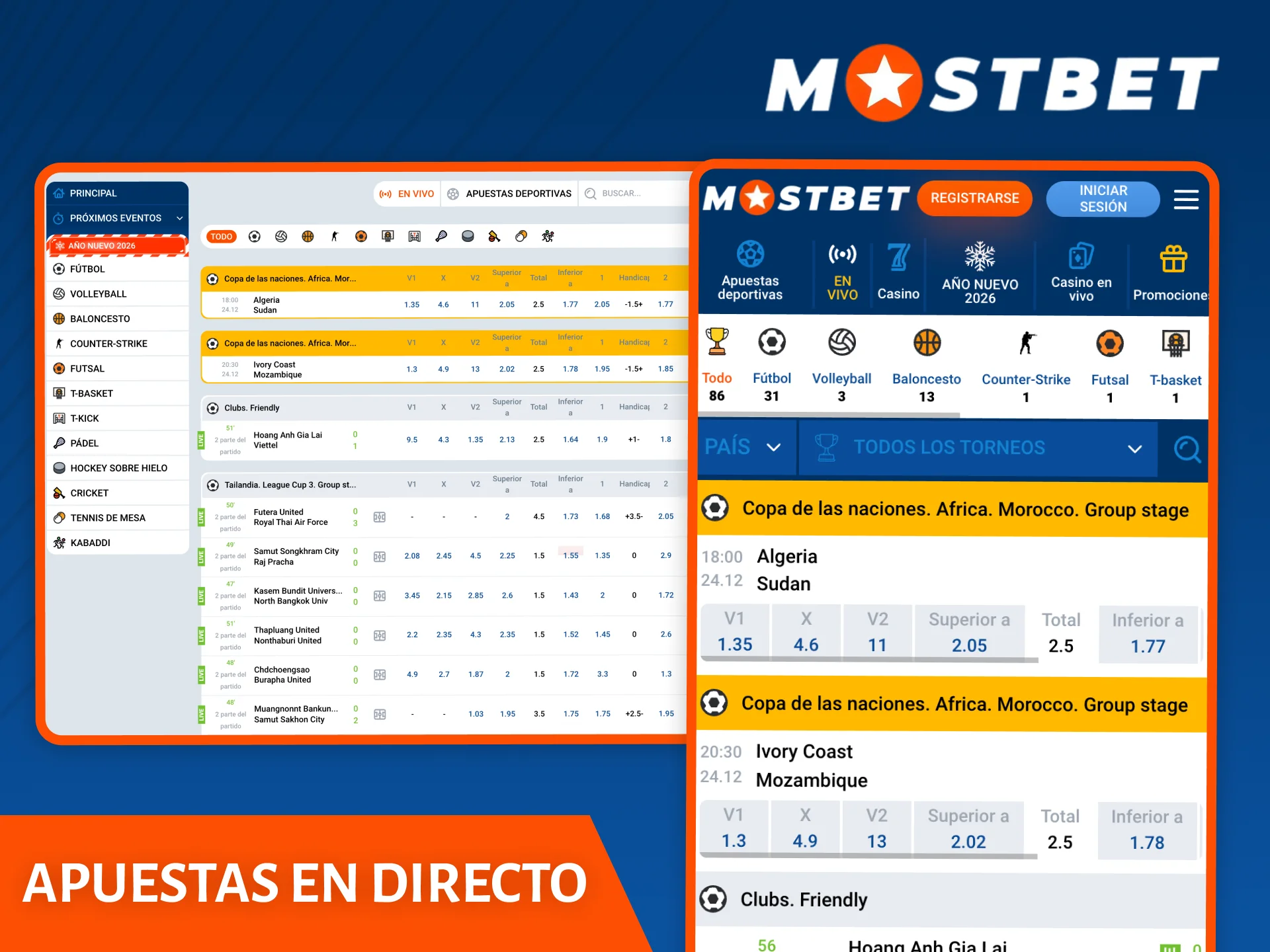 Haga apuestas en tiempo real en la página web de la casa de apuestas Mostbet.