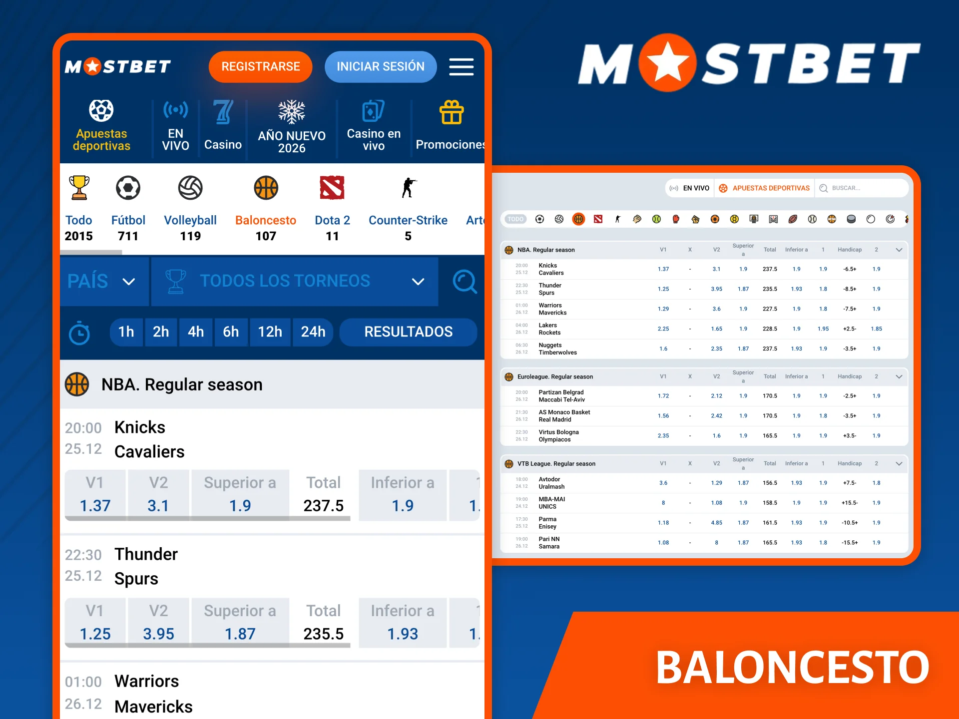 Apueste por el baloncesto en la casa de apuestas Mostbet.