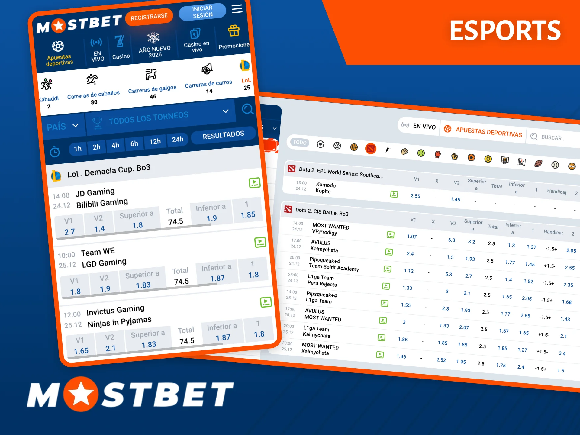 En la sección de deportes electrónicos del sitio web de Mostbet, seguro que encuentras un torneo que te guste.