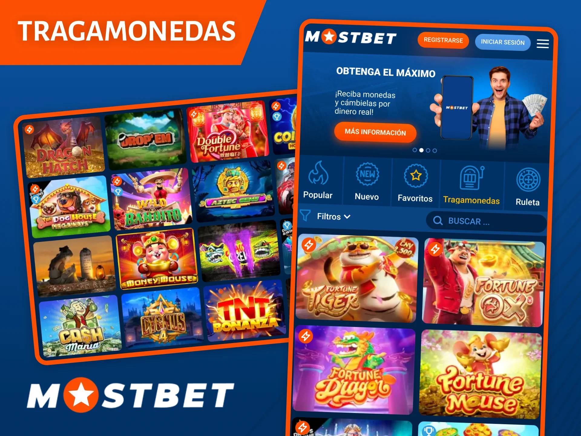 No deje de probar las dinámicas y llamativas tragamonedas del sitio web del casino Mostbet.