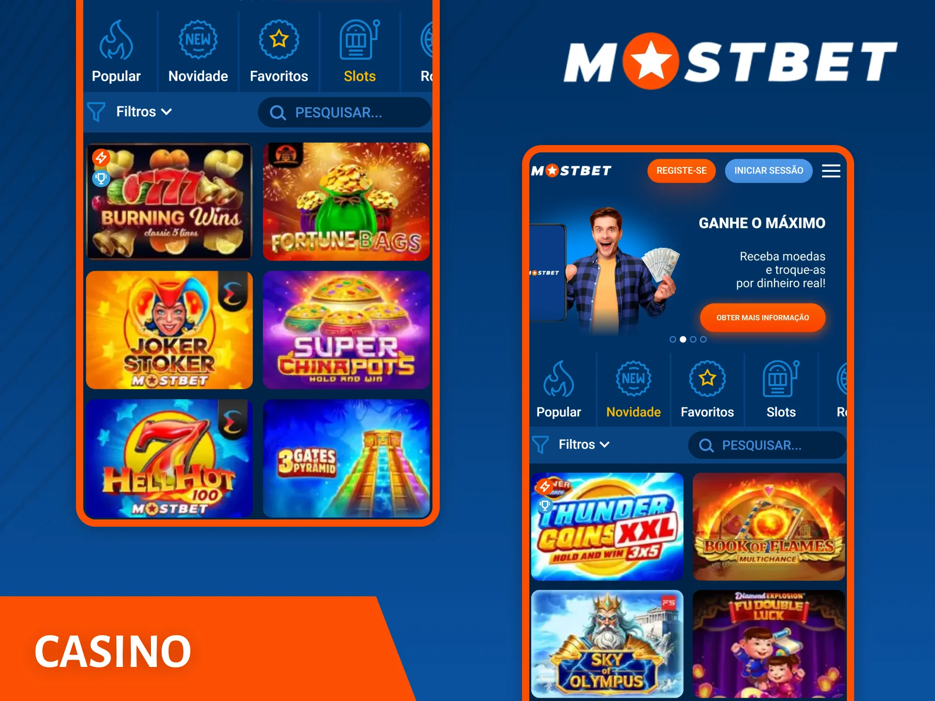 Jogue os seus jogos de casino favoritos na aplicação do casino Mostbet.