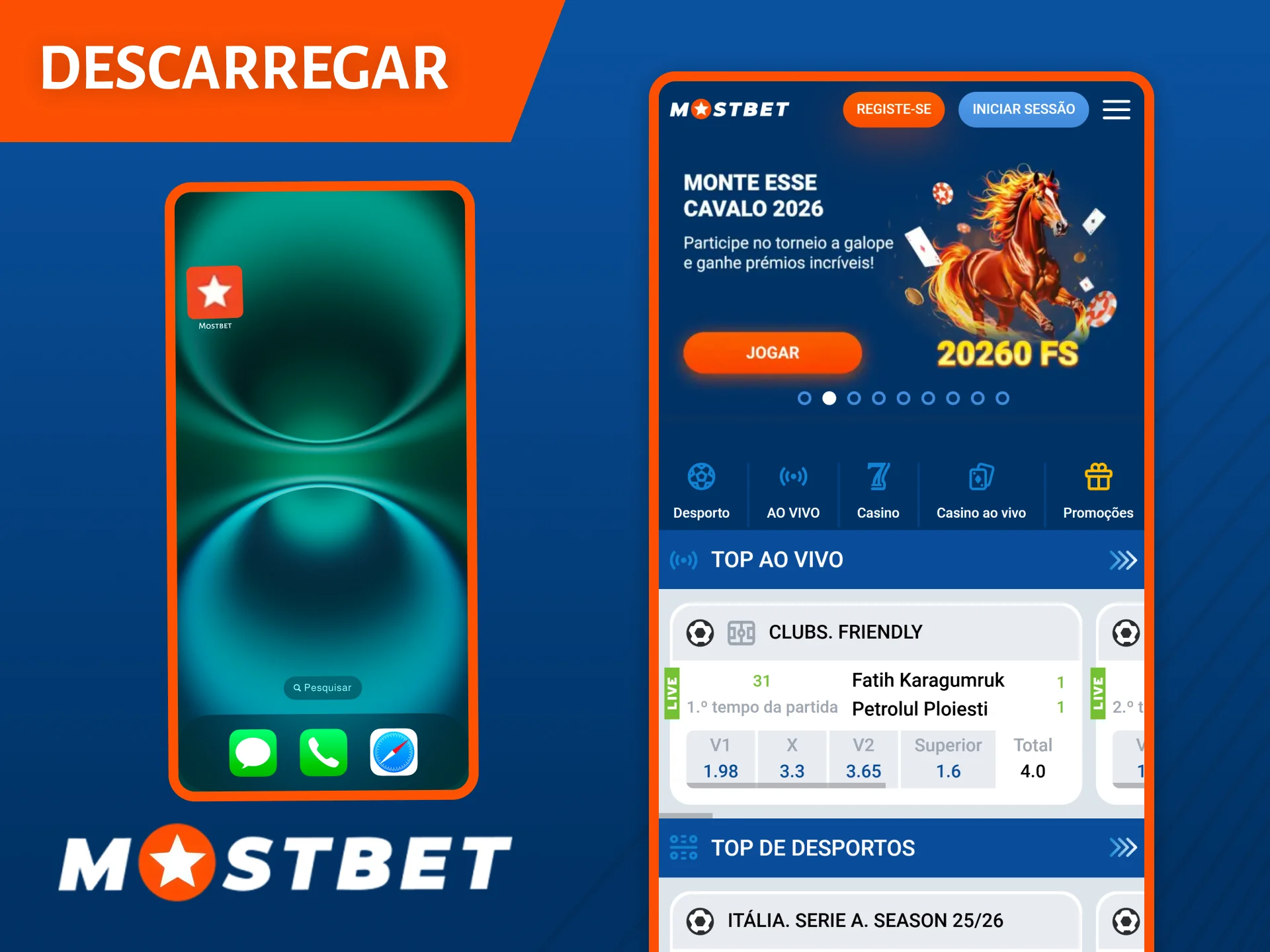 Descarregue a aplicação Mostbet com apenas alguns cliques.
