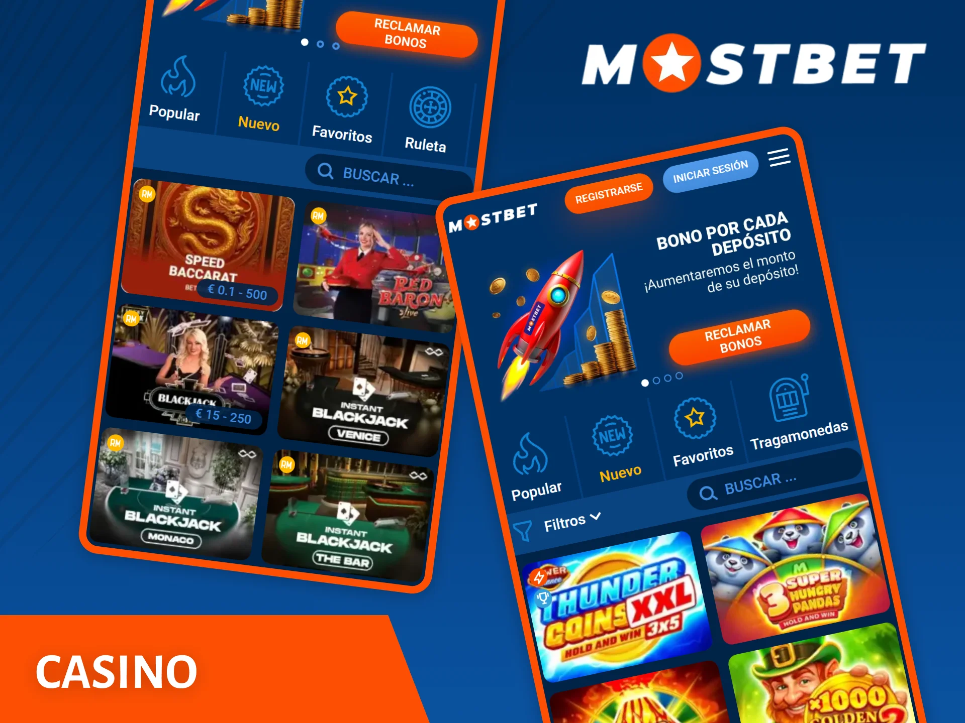 Juega a tus juegos de casino favoritos en la aplicación de casino Mostbet.