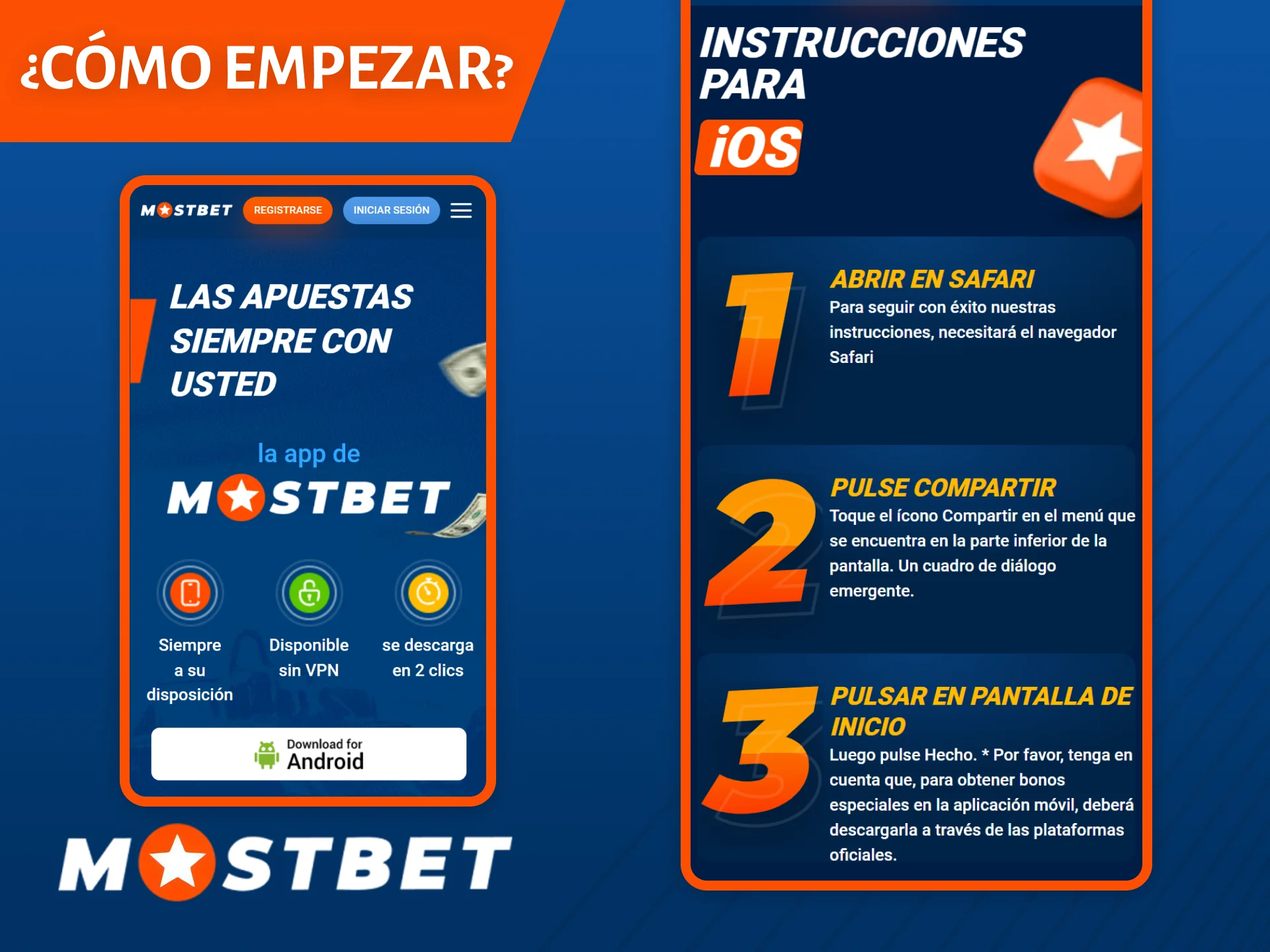 Sigue estos sencillos pasos para empezar a utilizar la aplicación Mostbet.