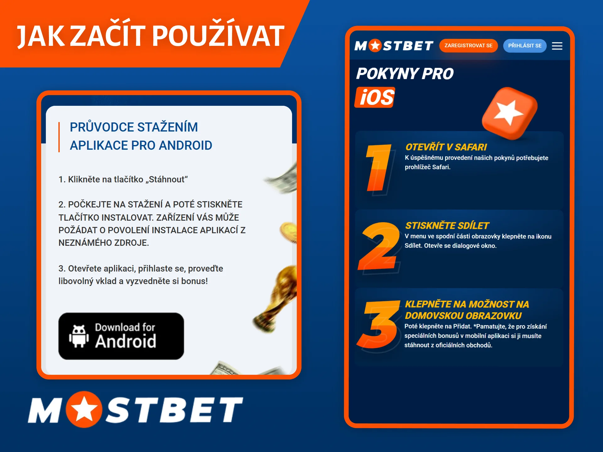 Zjistěte, jak začít používat aplikaci Mostbet ve svém telefonu.