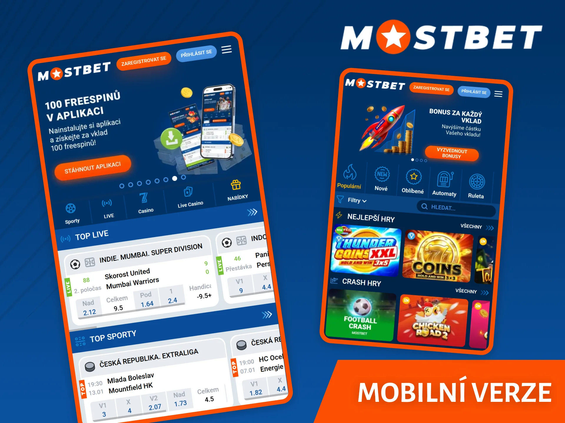 Pokud si aplikaci nechcete instalovat, můžete vždy použít mobilní verzi Mostbet.