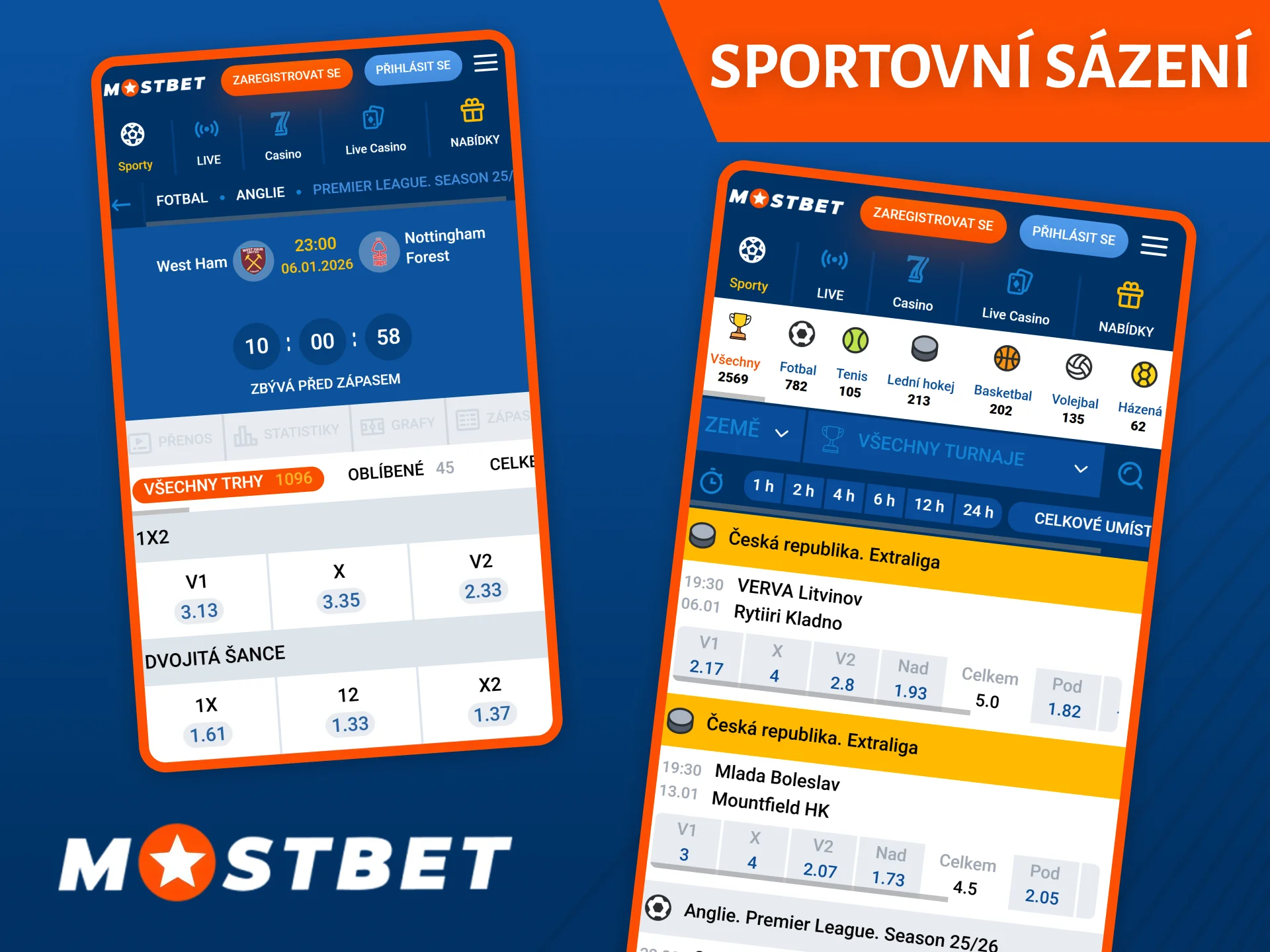 Aplikace Mostbet nabízí širokou škálu možností sportovního sázení.