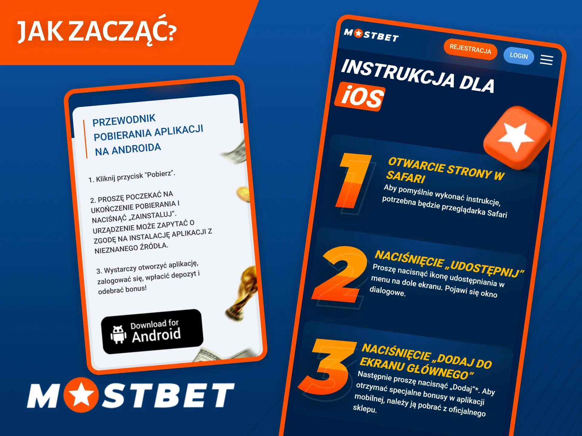 Wykonaj te proste kroki, aby rozpocząć korzystanie z aplikacji Mostbet.