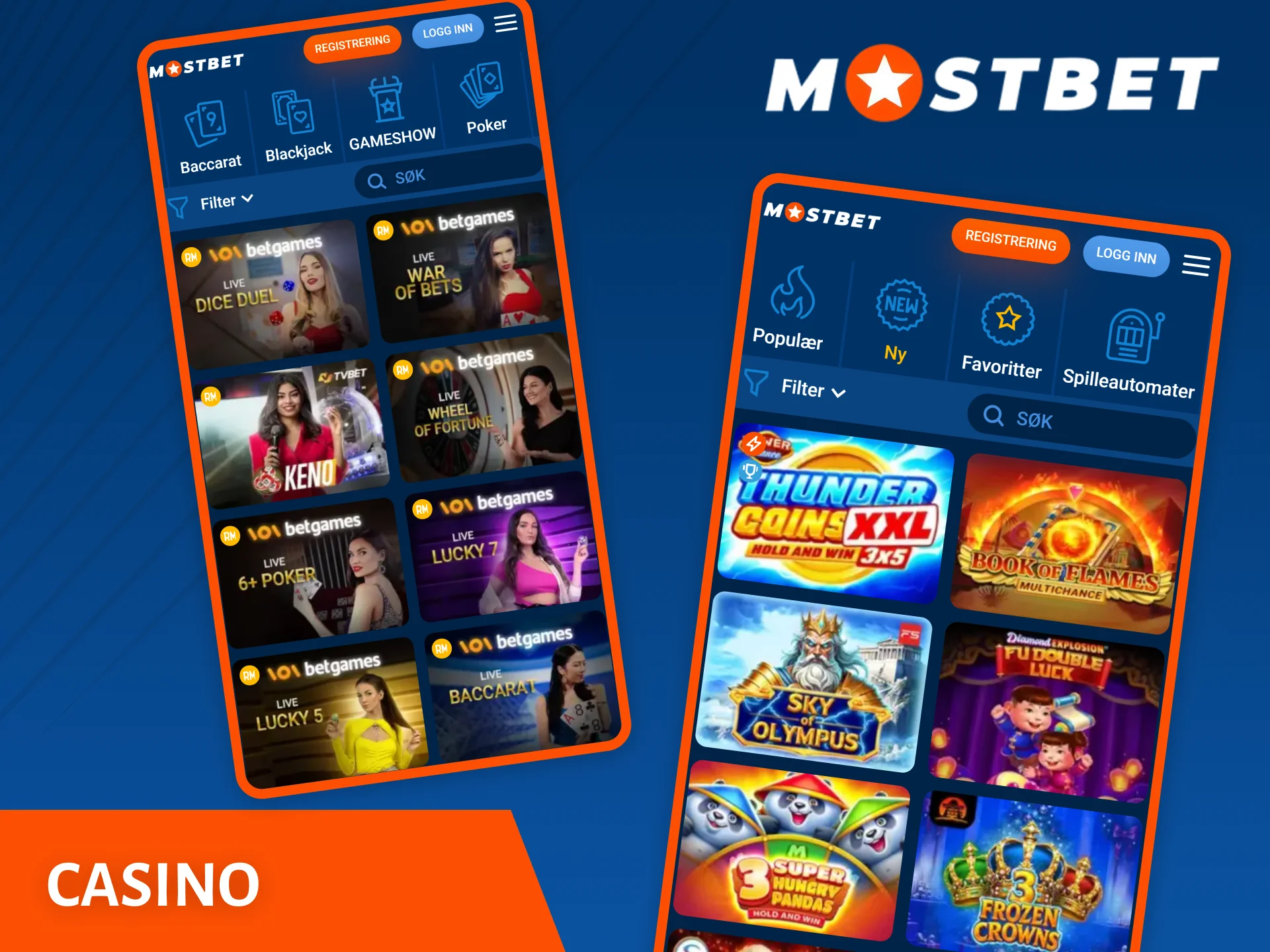 Spill dine favorittcasinospill i Mostbet casino-appen.