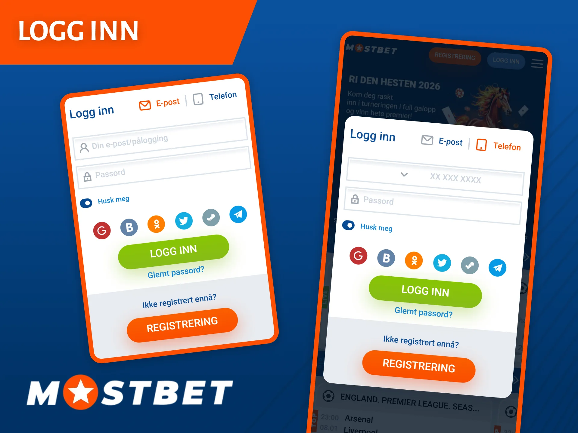 Logg inn på appen for å begynne å bruke Mostbet-applikasjonen.