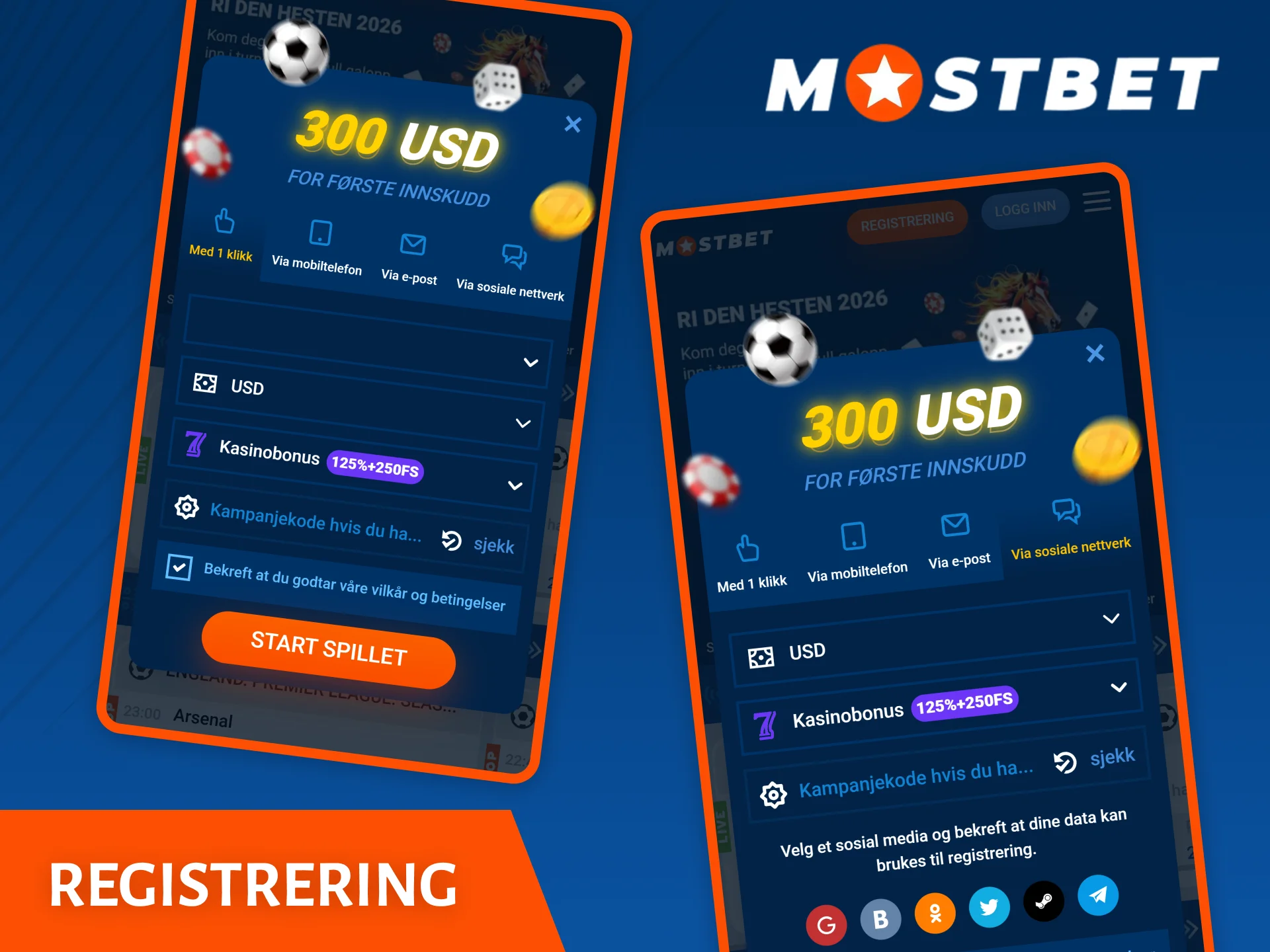 Registrer deg via Mostbet-mobilappen og få tilgang til alle funksjonene som er tilgjengelige på nettstedet.