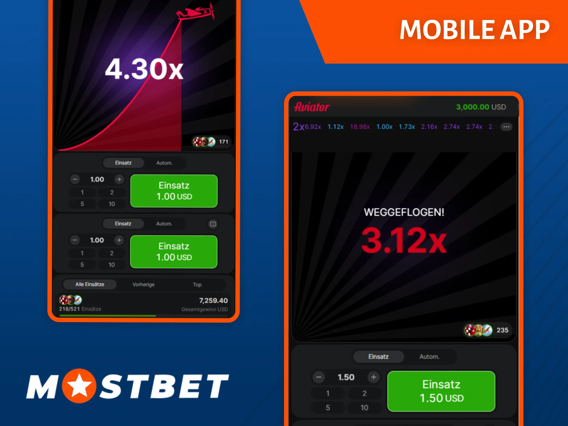Installieren Sie die Mostbet-App und spielen Sie Ihr Lieblingsspiel Aviator direkt auf Ihrem Smartphone.